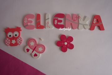 Dřevěná písmenka "s linkou a stříbrným zdobením"