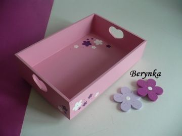 Dřevěné dekorace - fialová a růžová