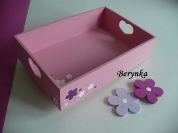 Dřevěné dekorace - fialová a růžová