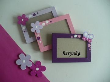 Dřevěné dekorace - fialová a růžová