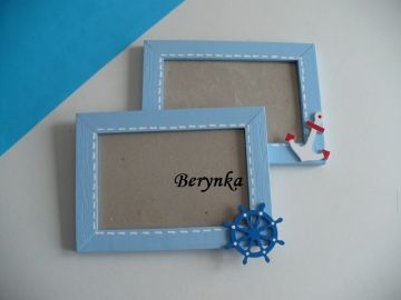 Dřevěný fotorámeček s námořnickou dekorací