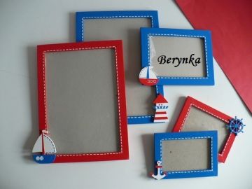 Dřevěný fotorámeček s námořnickou dekorací