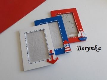 Dřevěný fotorámeček s námořnickou dekorací