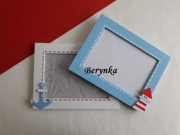 Dřevěný fotorámeček s námořnickou dekorací