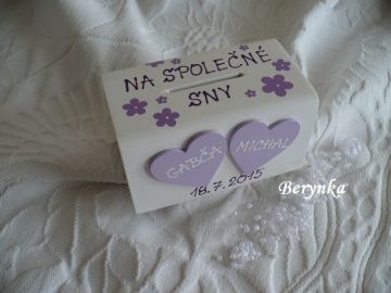 Svatební pokladnička se srdíčky a kytičkami