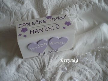Svatební pokladnička se srdíčky a kytičkami