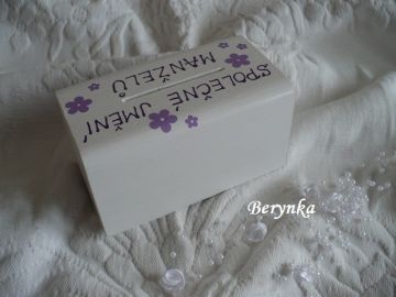 Svatební pokladnička se srdíčky a kytičkami