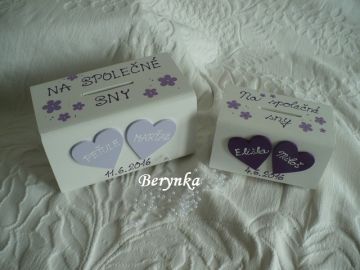 Svatební pokladnička se srdíčky a kytičkami