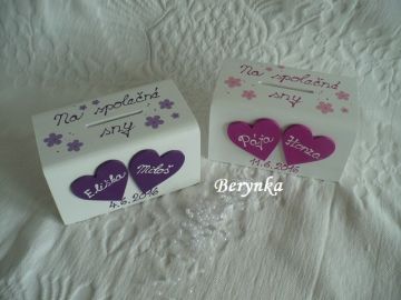 Svatební pokladnička se srdíčky a kytičkami