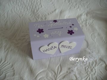 Svatební pokladnička se srdíčky a kytičkami