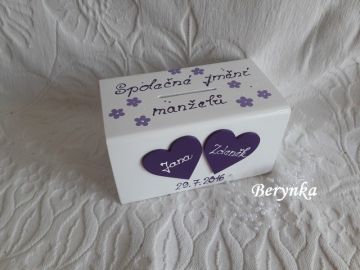 Svatební pokladnička se srdíčky a kytičkami