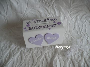 Svatební pokladnička se srdíčky a kytičkami