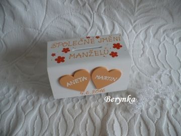 Svatební pokladnička se srdíčky a kytičkami