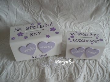 Svatební pokladnička se srdíčky a kytičkami
