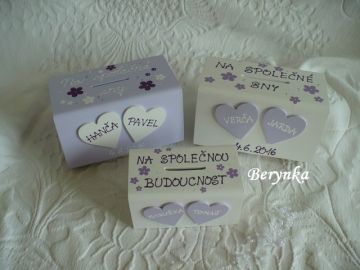 Svatební pokladnička se srdíčky a kytičkami