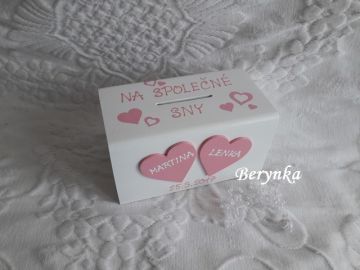 Svatební pokladnička se srdíčky a kytičkami