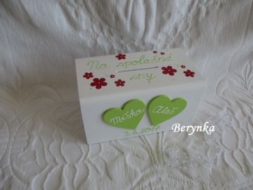 Svatební pokladnička se srdíčky a kytičkami