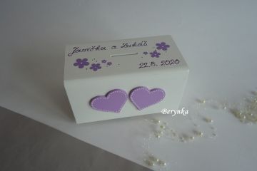 Svatební pokladnička se srdíčky a kytičkami