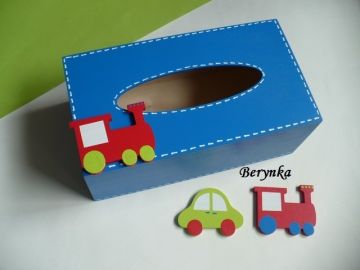 Dřevěné dekorace - modrá a červená