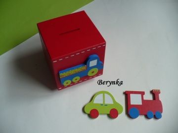 Dřevěné dekorace - modrá a červená