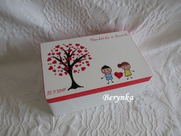 Svatební bedýnka se stromem a panáčkami- podle oznámení