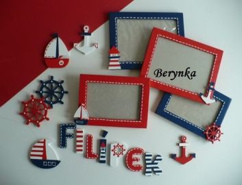 Dřevěné dekorace - námořnická v temně modré