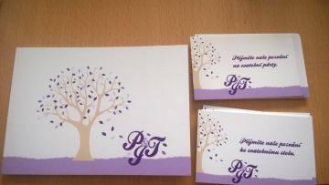 Svatební bedýnka - strom s monogramy - podle oznámení