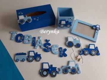 Dřevěné dekorace - modré s černou