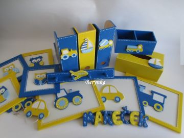 Dekorace v modré se žlutou