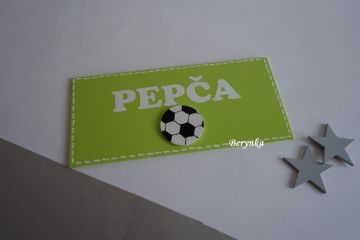 Cedulka se jménem - s fotbalovým míčem
