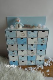 Adventní kalendář *světle modrý* se sněhulákem - různá provedení