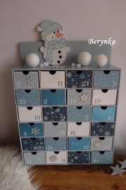 Adventní kalendář *světle modrý* se sněhulákem - různá provedení