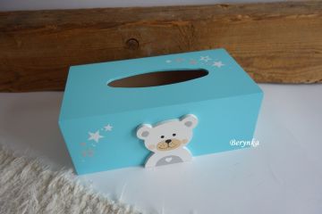 Krabička na kapesníky s medvídkem v nordic stylu