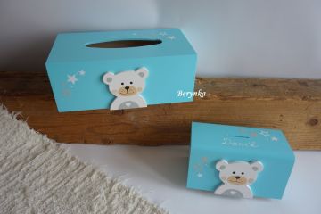 Krabička na kapesníky s medvídkem v nordic stylu
