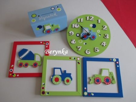 Dřevěné dekorace - s barevnými kolečky