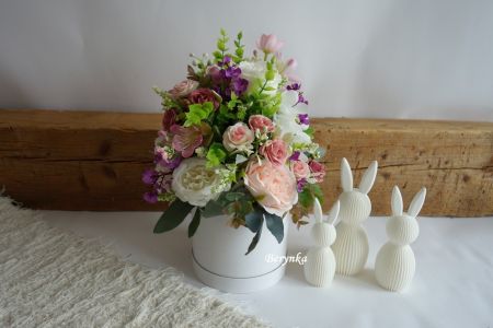 Květinová vazba - flower box - skladem - růžový