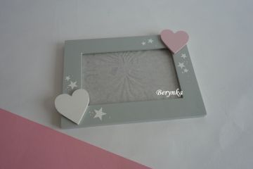 Dřevěný fotorámeček se srdíčkem