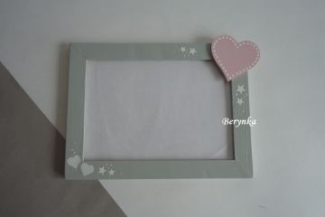 Dřevěný fotorámeček se srdíčkem