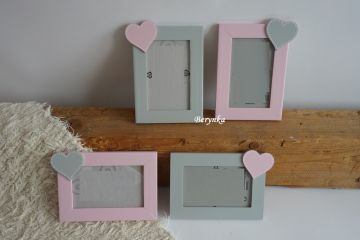 Dřevěný fotorámeček se srdíčkem