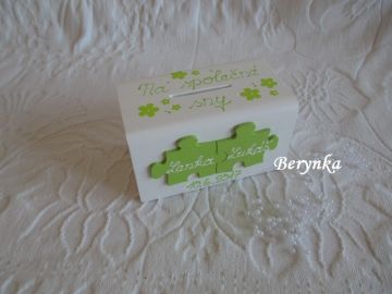 Svatební pokladnička s puzzle a kytičkami