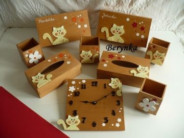 Dřevěné dekorace - kočičky