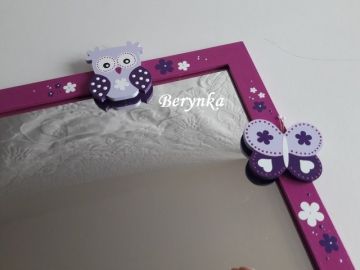 Dřevěné dekorace - fialová s fuchsiovou