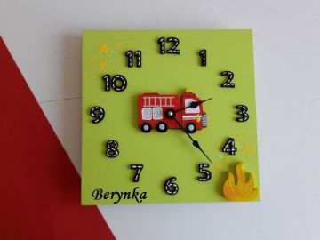 Hodiny s hasičským autem - kulaté/čtvercové