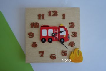 Hodiny s hasičským autem - kulaté/čtvercové