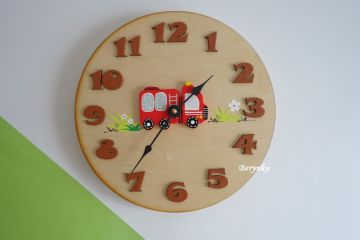 Hodiny s hasičským autem - kulaté/čtvercové