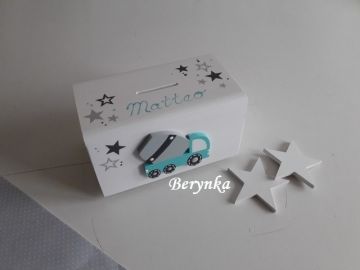 Dřevěná pokladnička s míchačkou