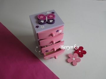 Dřevěné dekorace - růžovo-fialová s fuchsiovou