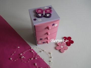 Dřevěné dekorace - růžovo-fialová s fuchsiovou