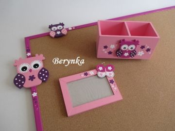 Dřevěné dekorace - růžovo-fialová s fuchsiovou