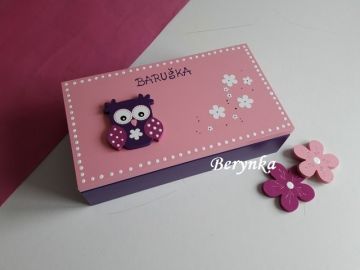 Dřevěné dekorace - růžovo-fialová s fuchsiovou